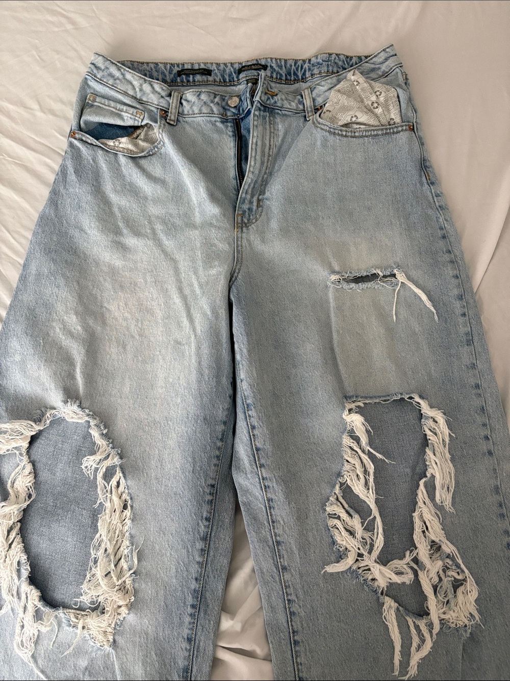 wild fable Light Blue Distressed Boyfriend Jeans